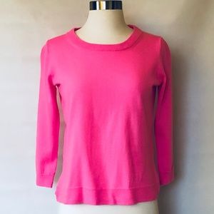J. Crew Merino Wool Bright Pink Crew Neck Sweater
